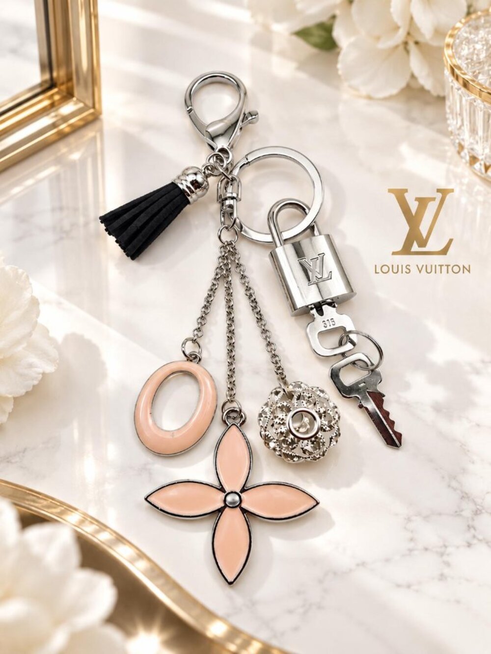 Authentic Louis Vuitton Silver Lock ๐ Unbranded Keychain Bag Charm LV